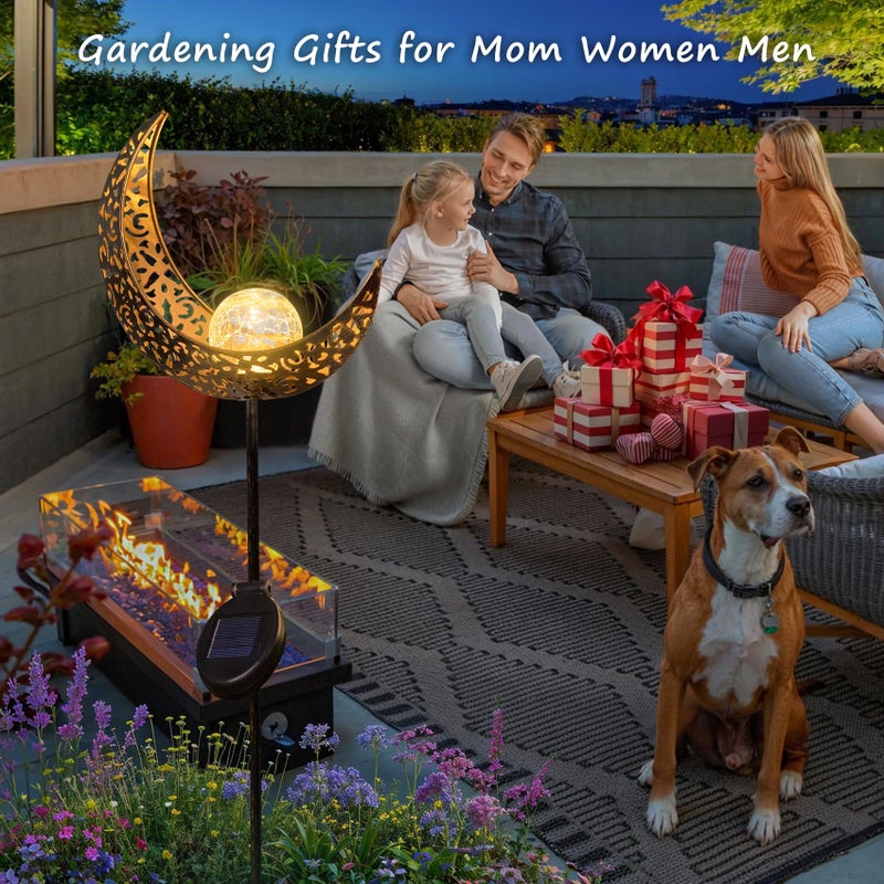 Homeimpro Moon Solar Lights Outdoor Garden Decor Gifts for Mom Women,Waterproof Stakes Yard Decorations for Lawn, Patio Accessories, Backyard Ornaments Birthday Gifts Mother Grandma (Bronze) - Image 3